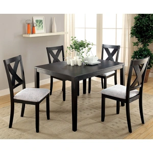 Furniture of America Glenham 5-Piece Wood/Fabric Dining Set, Brushed Black/Brown