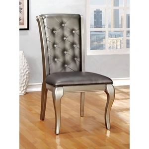 Furniture of America Amina Leatherette/Wood Dining Side Chair, Set of 2, Champagne