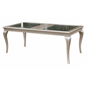 Furniture of America Amina Wood/Glass Extendable Dining Table, Champagne