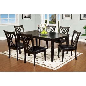Furniture of America Springhill 7-Piece Leatherette/Wood Dining Set, Espresso