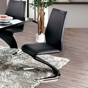 Furniture of America Midvale Leatherette/Metal Dining Side Chair, Set of 2, Black