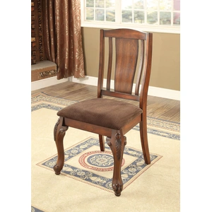 Furniture of America Johannesburg Fabric/Wood Dining Side Chair, Set of 2 in Brown Cherry/Brown