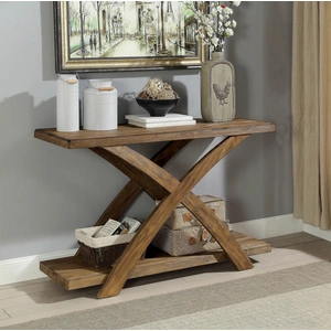Furniture of America Bryanna Wood Storage Sofa Table, Antique Light Oak