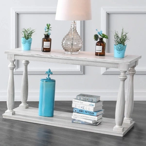 Furniture of America Arlington Wood Storage Sofa Table, Antique White