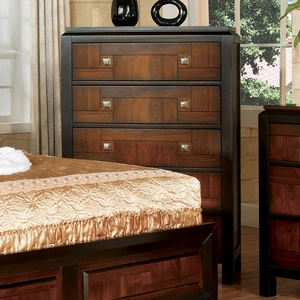 Furniture of America Patra Wood Chest w/5 Drawers, Acacia/Walnut