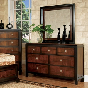 Furniture of America Patra Wood Panel Bedroom Set, Acacia/Walnut