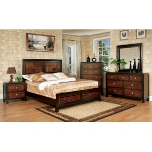 Furniture of America Patra Wood Panel Bedroom Set, Acacia/Walnut