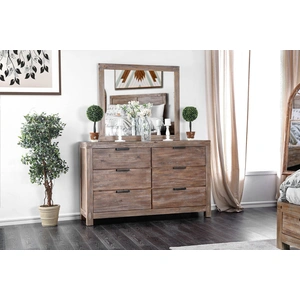 Furniture of America Wynton Wood Storage Platform Bedroom Set w/USB Charger, Weathered Light Oak