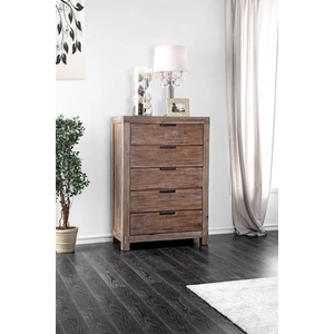 Furniture of America Wynton Wood Storage Platform Bedroom Set w/USB Charger, Weathered Light Oak