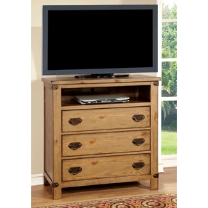 Furniture of America Pioneer Wood TV Stand w/3 Drawers, Weathered Elm