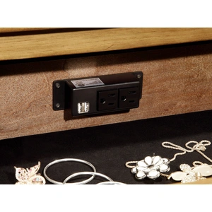 Furniture of America Pioneer Wood Nightstand w/3 Drawers & USB Charger, Weathered Elm
