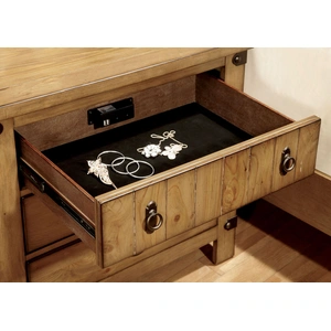 Furniture of America Pioneer Wood Nightstand w/3 Drawers & USB Charger, Weathered Elm