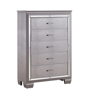 Furniture of America Bellanova Mirror/Leatherette/Wood Chest w/5 Drawers