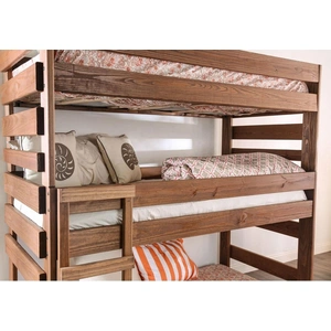 Furniture of America Polyanna Wood Triple Decker Bunk Bed, Twin Size, Mahogany