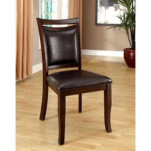 Furniture of America Woodside Leatherette/Wood Dining Side Chair, Set of 2, Dark Cherry/Espresso