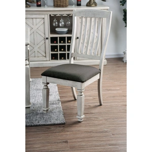 Furniture of America Georgia Fabric/Wood Dining Side Chair, Set of 2 in Antique White/Gray
