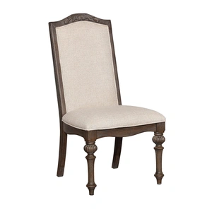 Furniture of America Arcadia Fabric/Wood Dining Side Chair, Set of 2, Ivory/Rustic Natural Tone