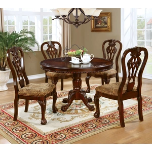 Furniture of America Elana Wood Round Dining Set, Brown Cherry