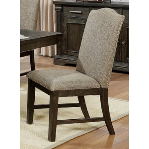 Furniture of America Faulk Fabric/Wood Dining Side Chair, Set of 2 in Espresso/Warm Gray