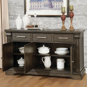 Furniture of America Faulk Wood Server w/3 Doors & 3 Drawers, Espresso