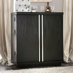 Furniture of America Modoc Metal/Wood Server w/2 Doors & Wine Rack, Espresso