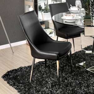 Furniture of America Izzy Leatherette/Metal Dining Side Chair, Set of 2