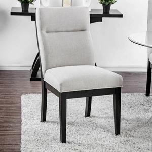 Furniture of America Jasmin Fabric/Wood Dining Side Chair, Set of 2 in Beige