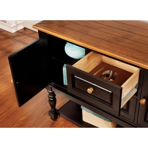 Furniture of America Mayville Wood Server w/2 Doors & 2 Drawers, Black/Antique Oak