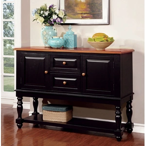 Furniture of America Mayville Wood Server w/2 Doors & 2 Drawers, Black/Antique Oak
