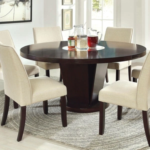 Furniture of America Cimma Mirror/Wood Round Dining Set, Espresso