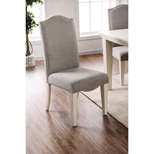 Furniture of America Daniella Fabric/Wood Dining Side Chair, Set of 2 in Antique White/Gray