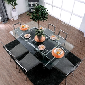 Furniture of America Casper Acrylic/Glass/Metal Dining Set, Chrome