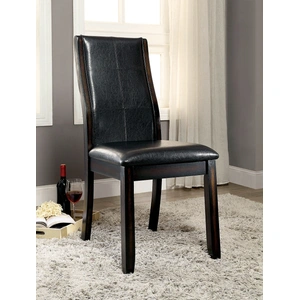 Furniture of America Townsend Leatherette/Wood Dining Side Chair, Set of 2, Dark Cherry/Black