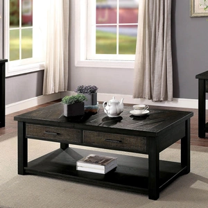 Furniture of America Rhymney Wood Storage Coffee Table, Dark Oak