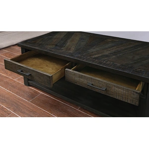Furniture of America Rhymney Wood Storage Coffee Table, Dark Oak