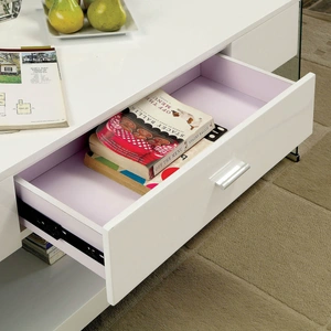 Furniture of America Raya Glass/Wood Storage Sofa Table, White
