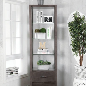 Furniture of America Tienen Wood/Glass Pier Cabinet, Gray
