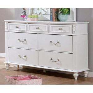 Furniture of America Belva Wood Dresser w/7 Drawers, White
