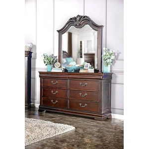 Furniture of America Mandura Wood Low Post Bedroom Set, Cherry