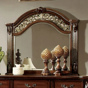 Furniture of America Arthur Wood Mirror, Brown Cherry
