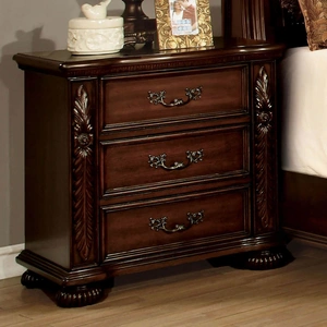 Furniture of America Arthur Wood Nightstand w/3 Drawers in Brown Cherry