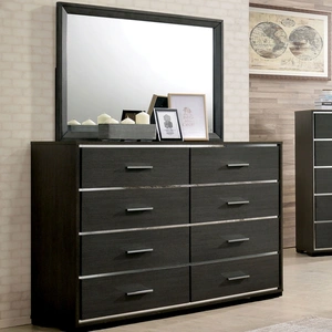 Furniture of America Camryn Wood Double Dresser w/8 Drawers, Warm Gray