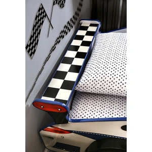 Furniture of America Poe MDF/Particle Board Youth Car Bed w/LED Lighting, Twin Size, Blue/White
