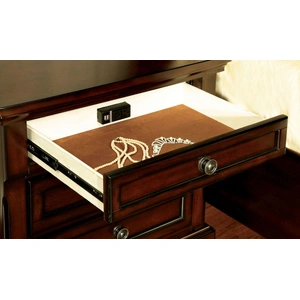 Furniture of America Northville Wood Nightstand w/2 Drawers & USB Charger in Dark Cherry