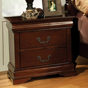 Furniture of America Velda Wood Nightstand w/2 Drawers, Brown Cherry