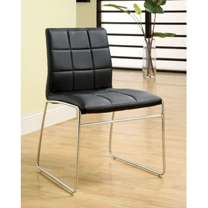 Furniture of America Kona Leatherette/Metal Dining Side Chair, Set of 2, Black