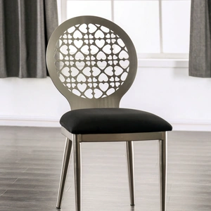 Furniture of America Abner Microfiber/Steel Dining Side Chair, Set of 2, Black/Silver