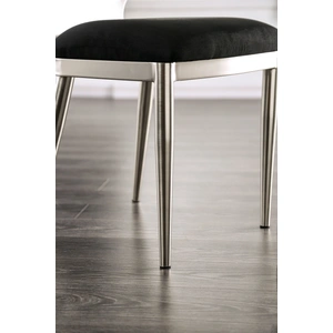 Furniture of America Abner Microfiber/Steel Dining Side Chair, Set of 2, Black/Silver