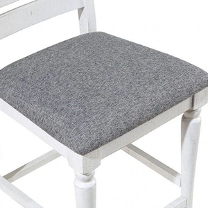 Furniture of America Calabria Fabric/Wood Counter Height Dining Chair, Set of 2, Antique White/Gray