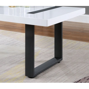 Furniture of America Eimear Lacquer/Metal Coffee Table Set, White/Black